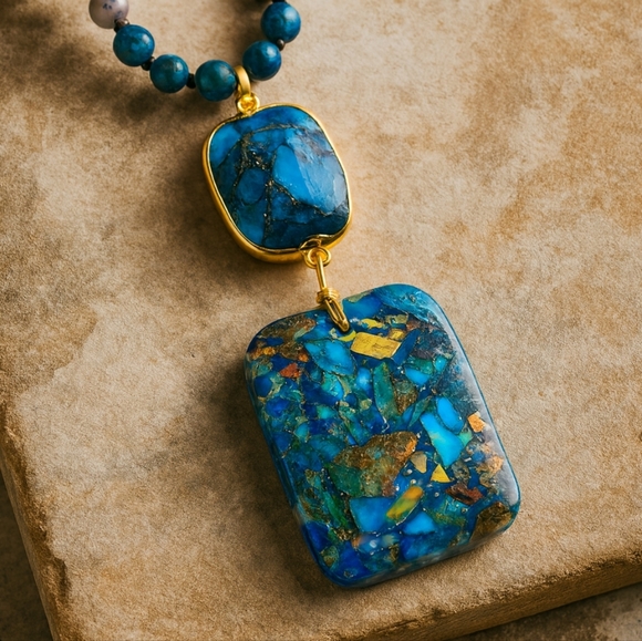 Radiant Orgonite Energy Pendant & Vibrant Crystal Beads Boho-Chic Necklace - Picture 11 of 13